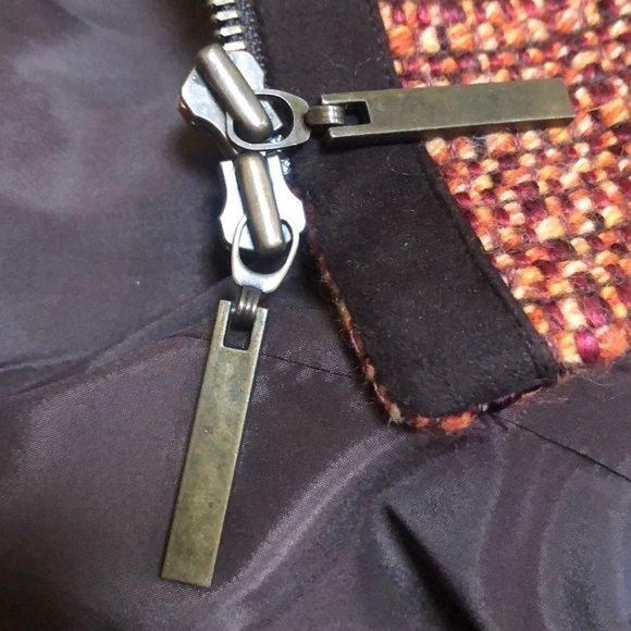 The Limited Cinnamon Wool Tweed Blend Jacket Faux Suede Trim & Mandarin Collar M - Picture 12 of 14